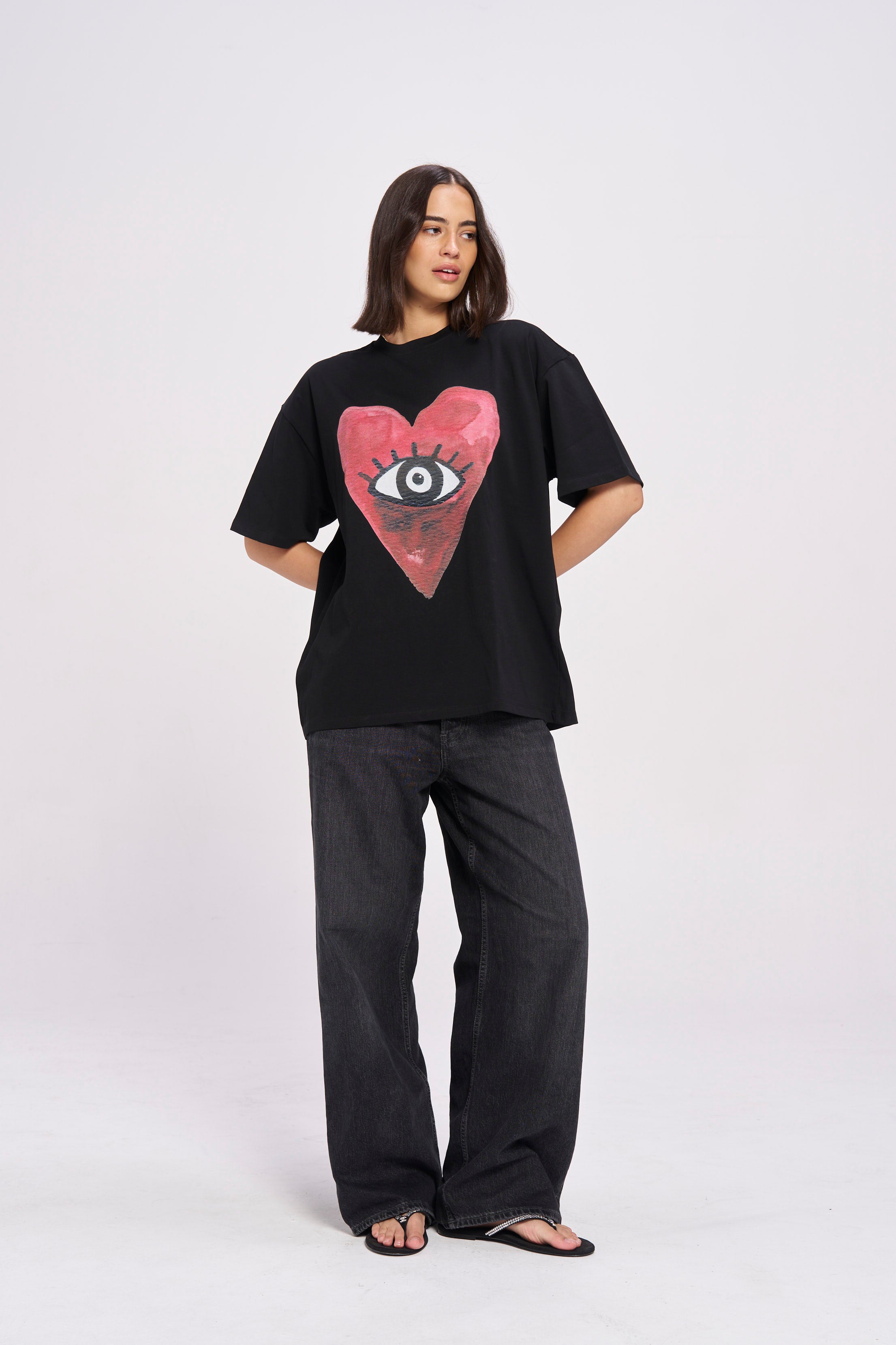 Burgundy Hearts Club Oversize Tee - MAKU THE LABEL