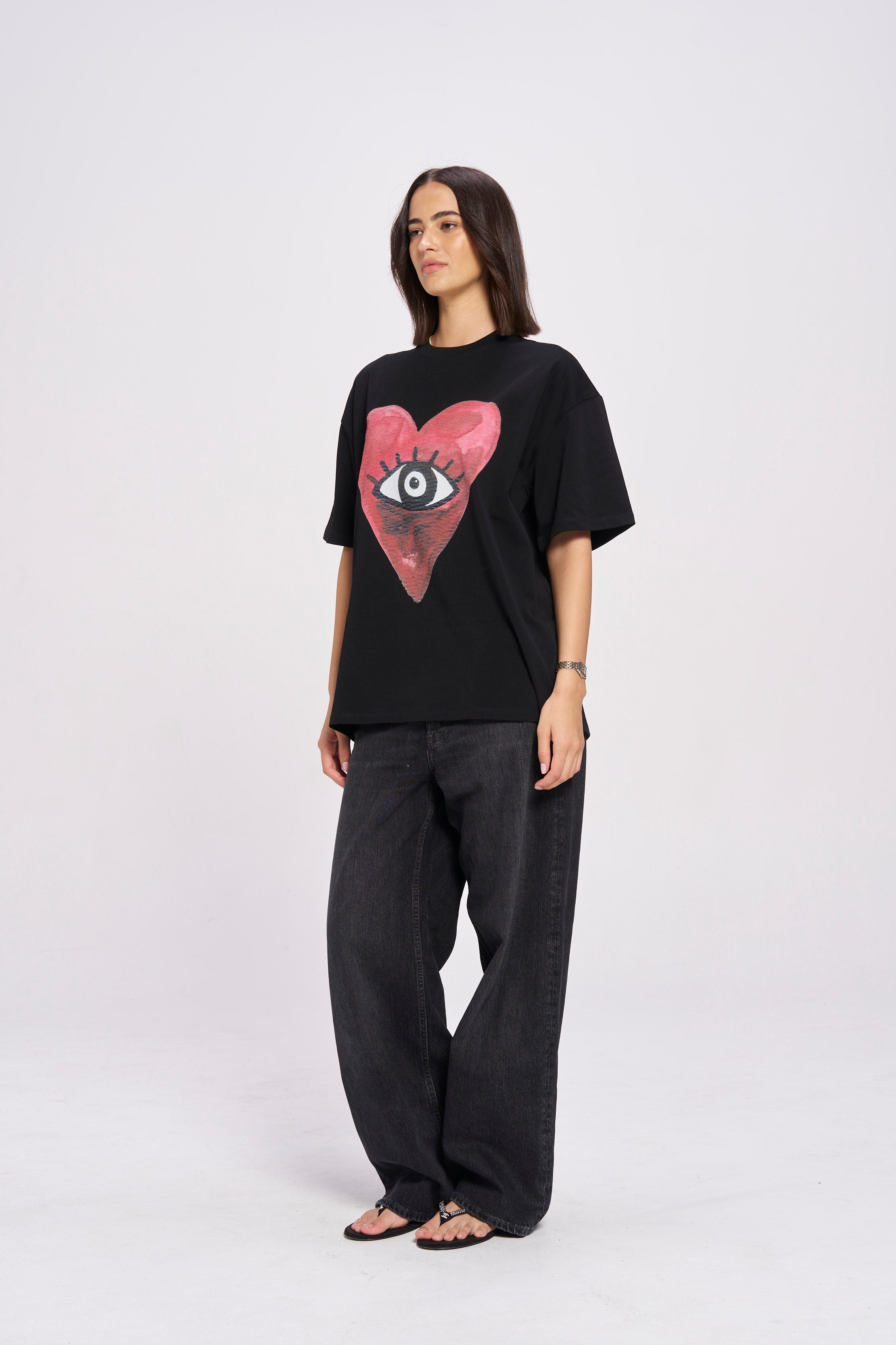 Burgundy Hearts Club Oversize Tee - MAKU THE LABEL