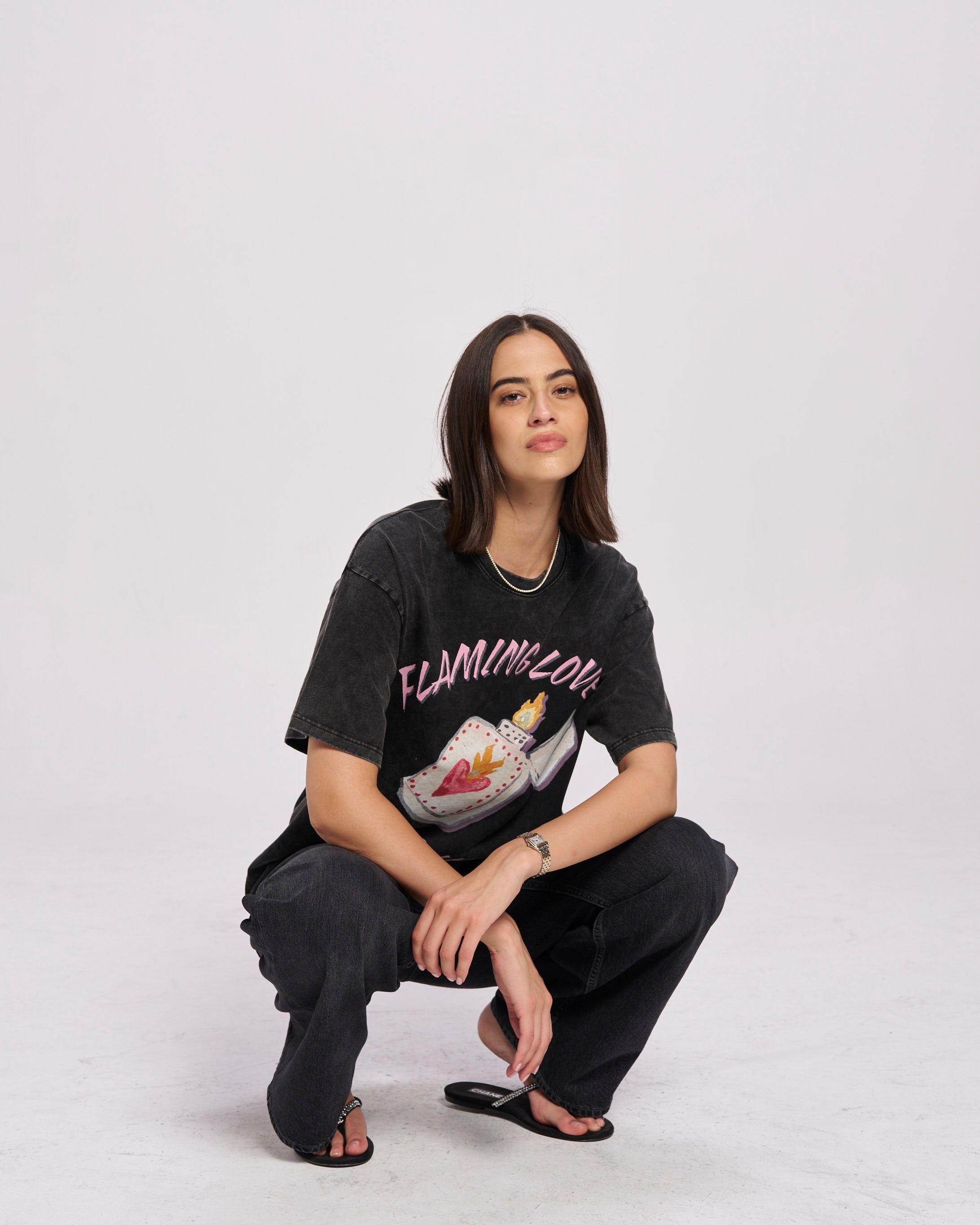 Flaming Love Snow Wash Oversize - MAKU THE LABEL