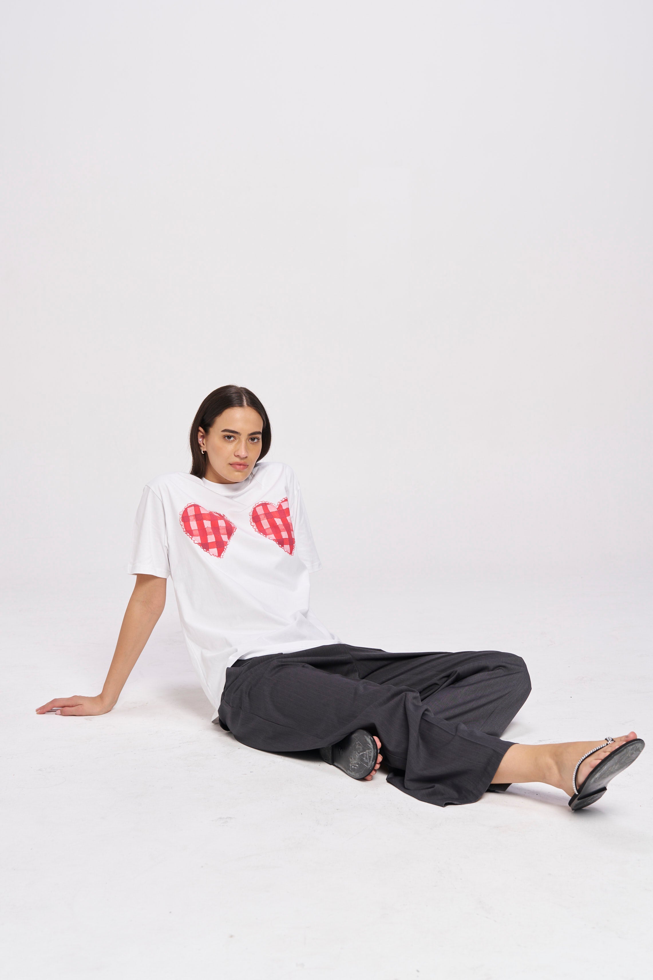 Gingham Hearts Oversize Tee - MAKU THE LABEL