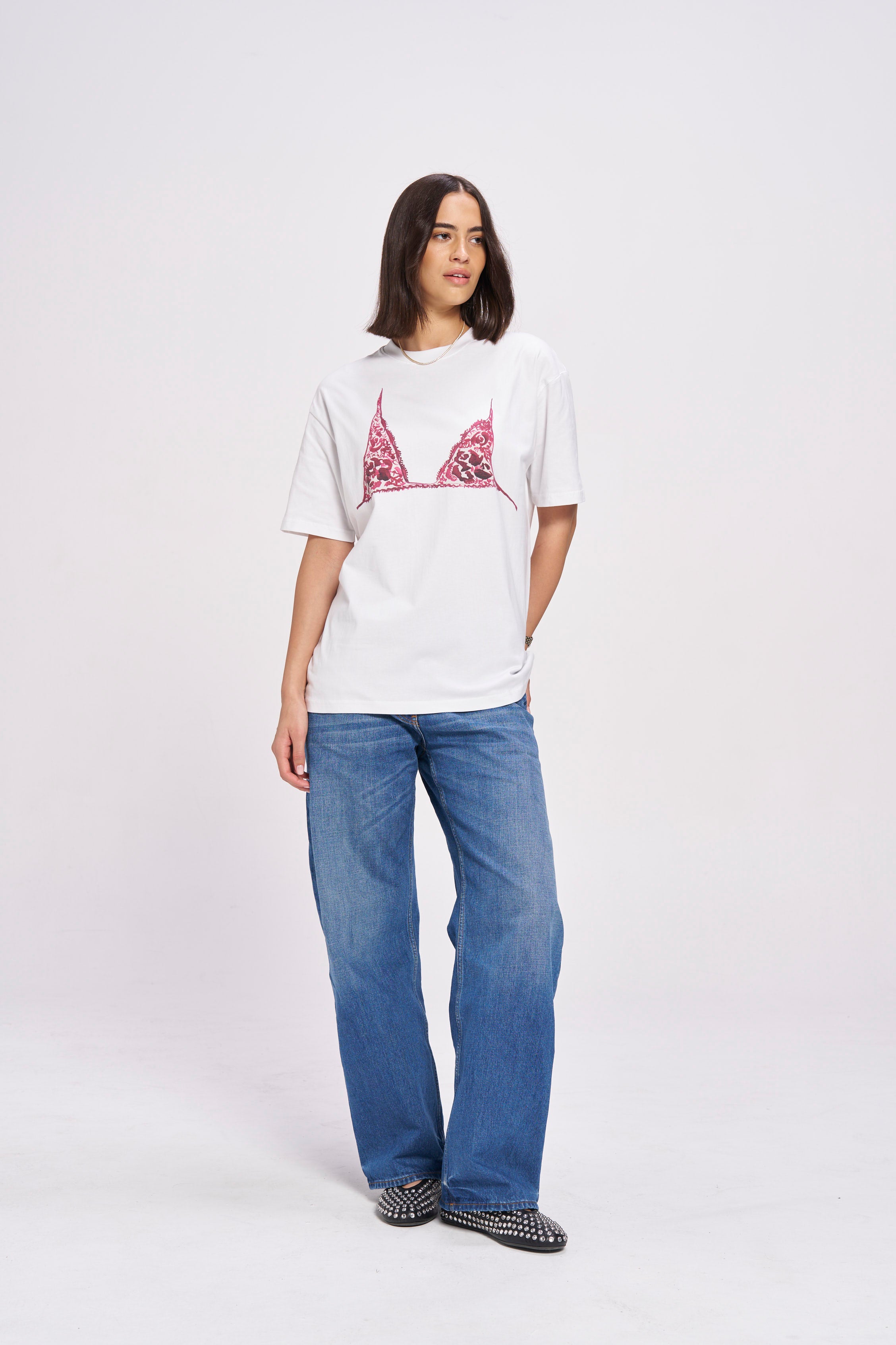 Burgundy Bralette Oversize Tee - MAKU THE LABEL 
