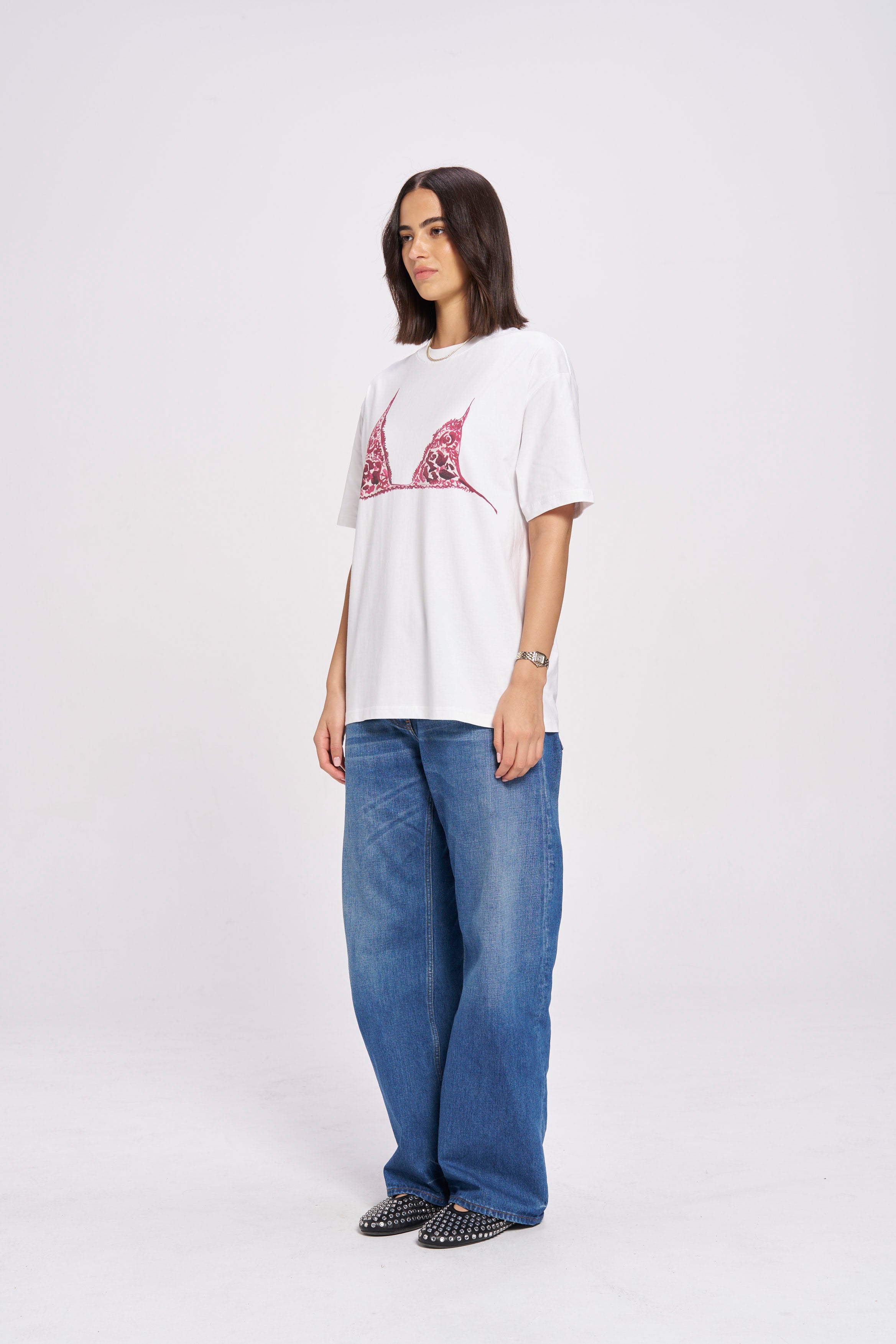 Burgundy Bralette Oversize Tee - MAKU THE LABEL 