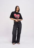 Burgundy Hearts Club Oversize Tee - MAKU THE LABEL 