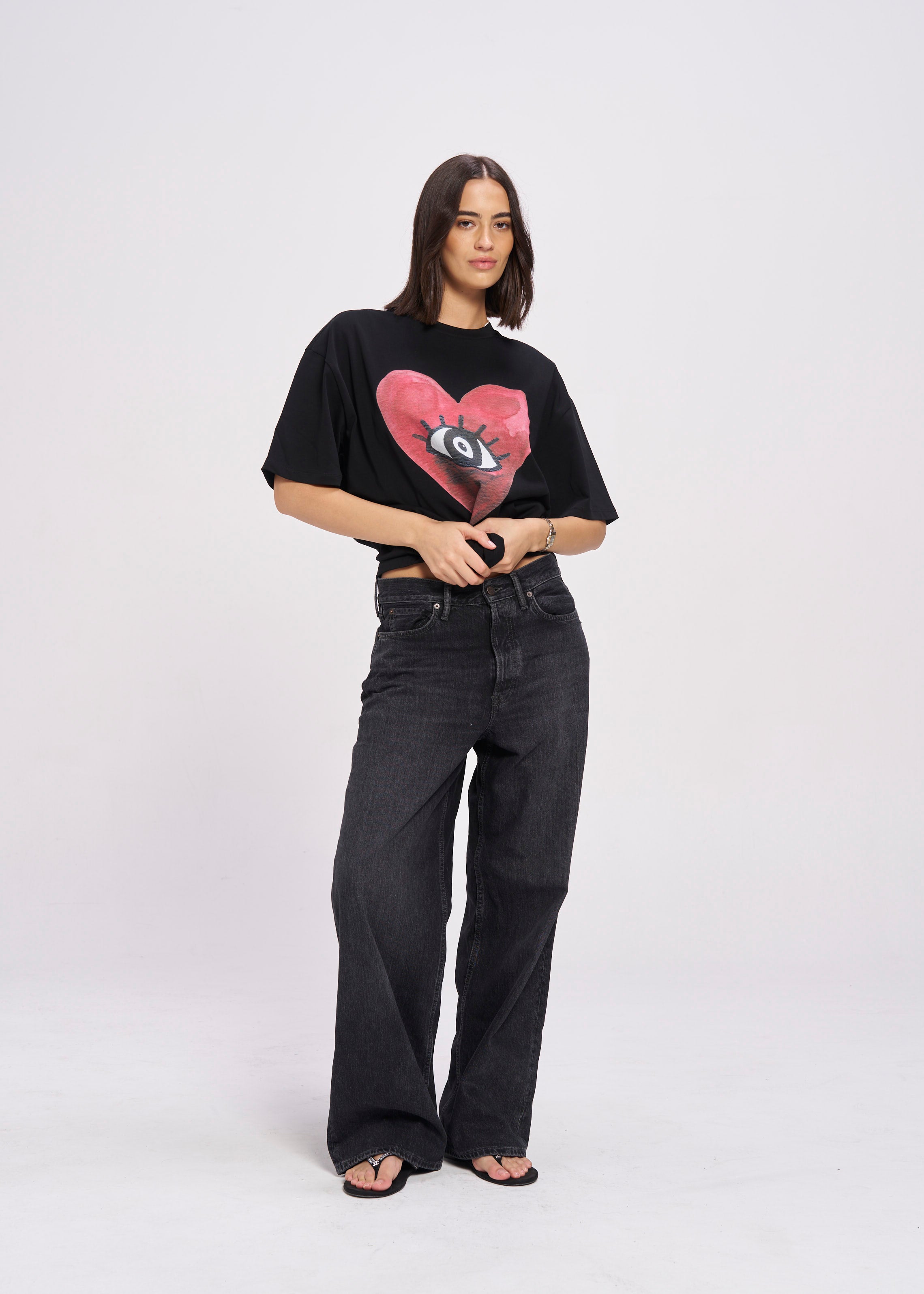 Burgundy Hearts Club Oversize Tee - MAKU THE LABEL 