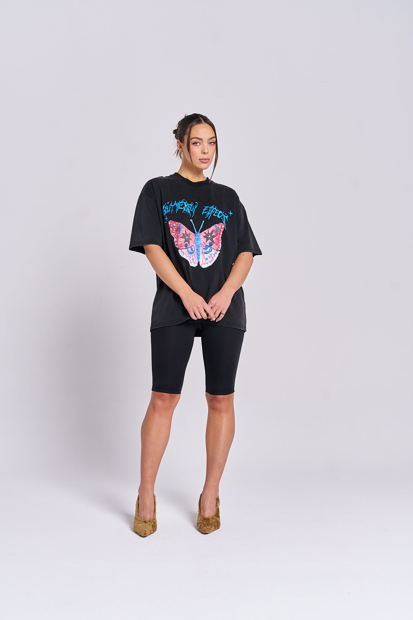 Butterfly Effect Acid Wash Oversize Tee - MAKU THE LABEL 