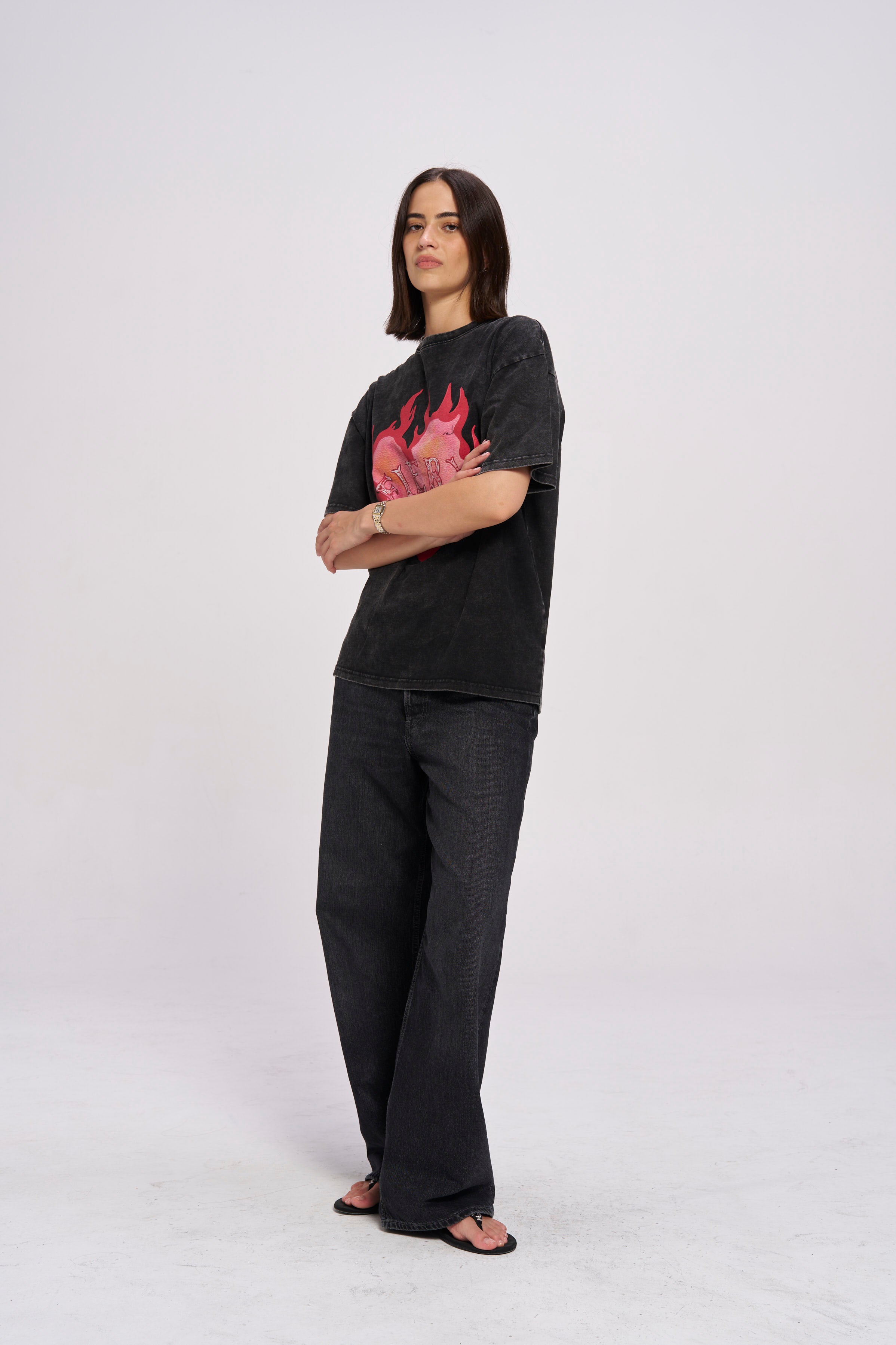 Fiery Oversize Snow Wash Tee - MAKU THE LABEL 