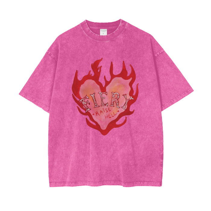 Fiery Oversize Snow Wash Tee - MAKU THE LABEL 