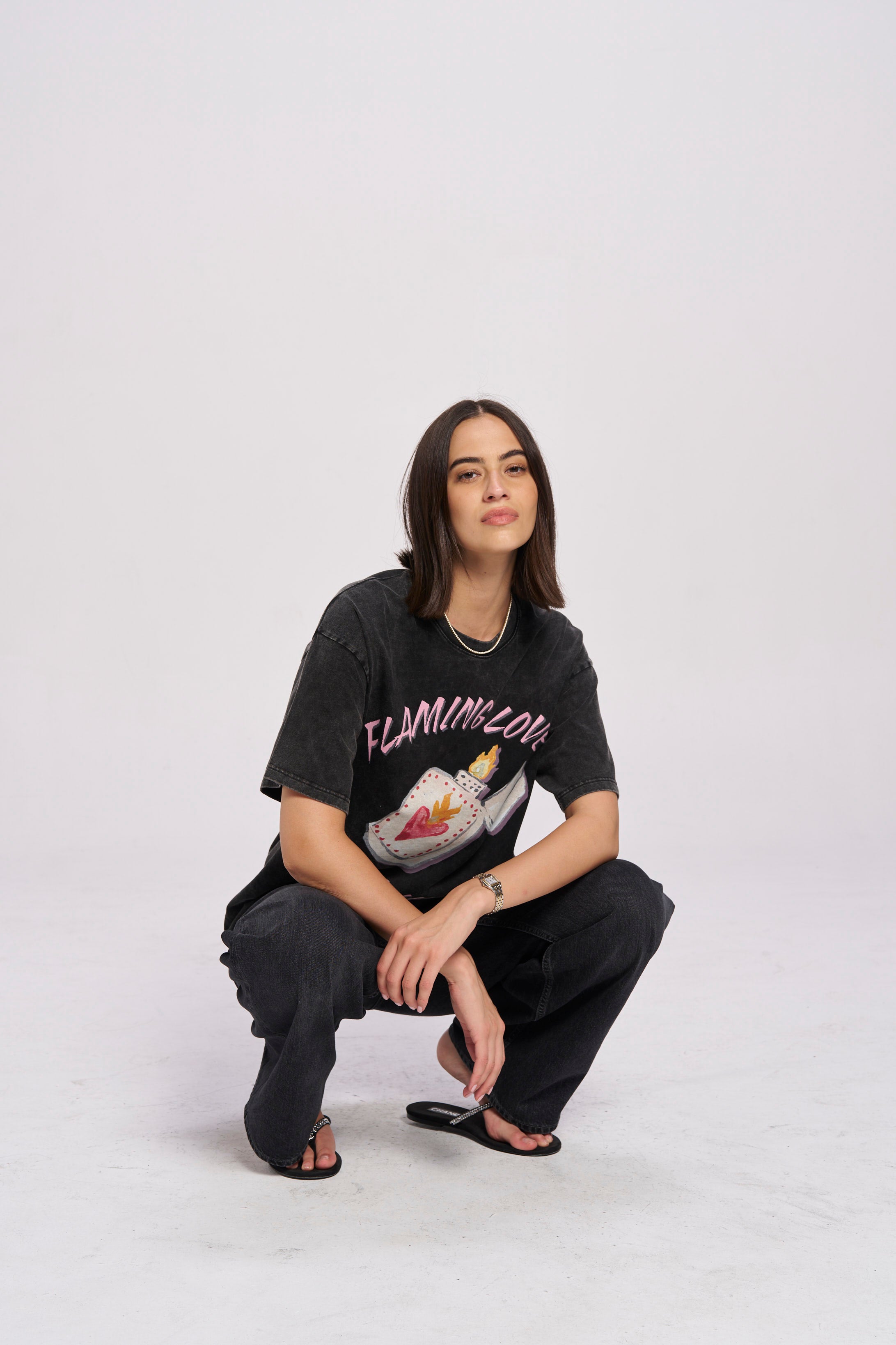 Flaming Love Snow Wash Oversize - MAKU THE LABEL 