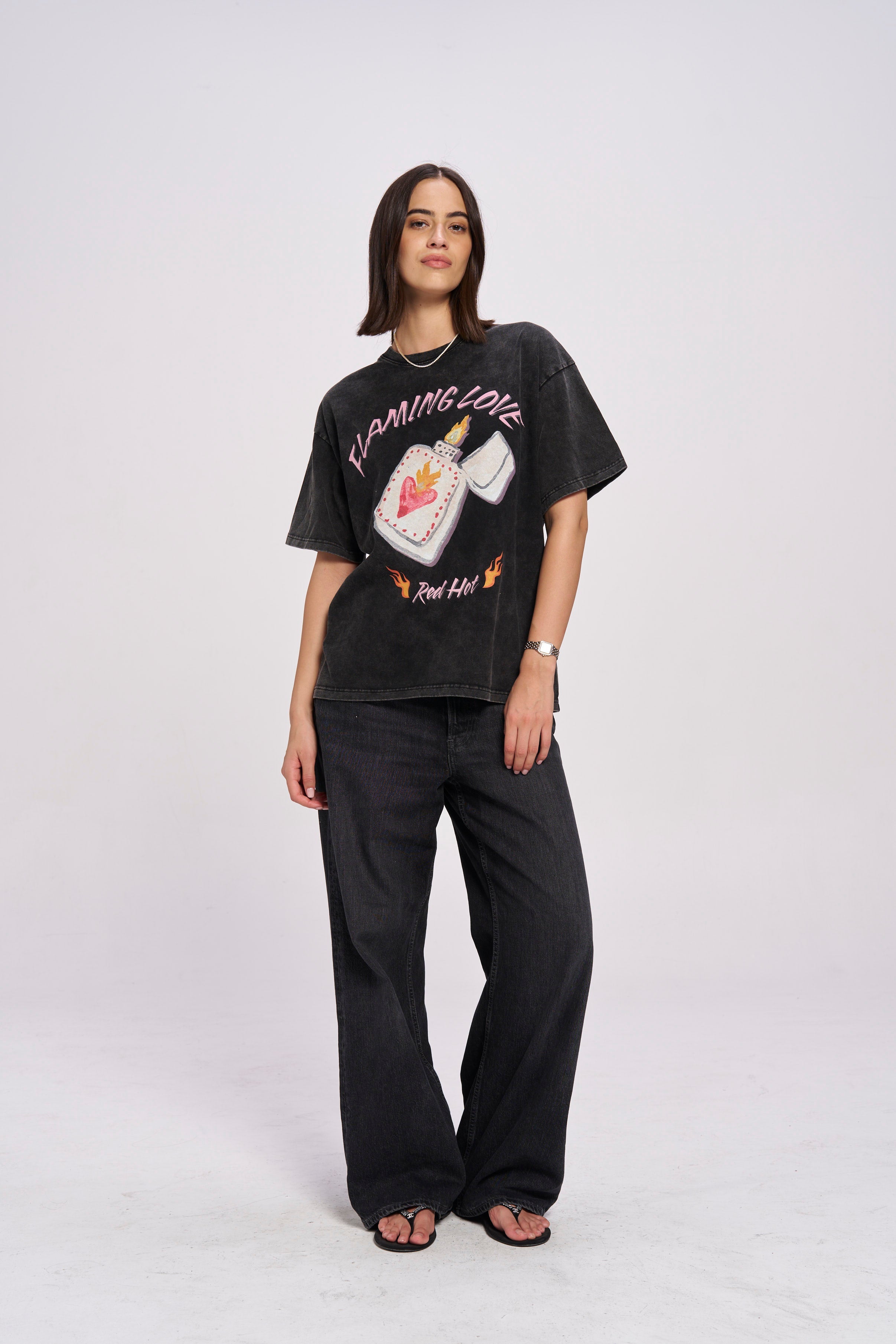 Flaming Love Snow Wash Oversize - MAKU THE LABEL 