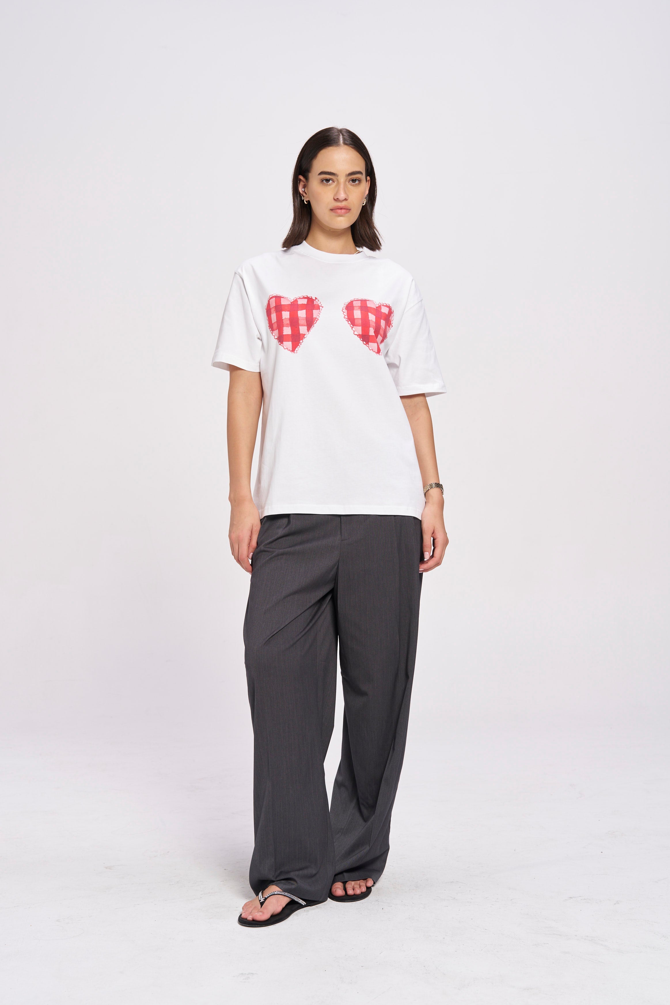 Gingham Hearts Oversize Tee - MAKU THE LABEL 