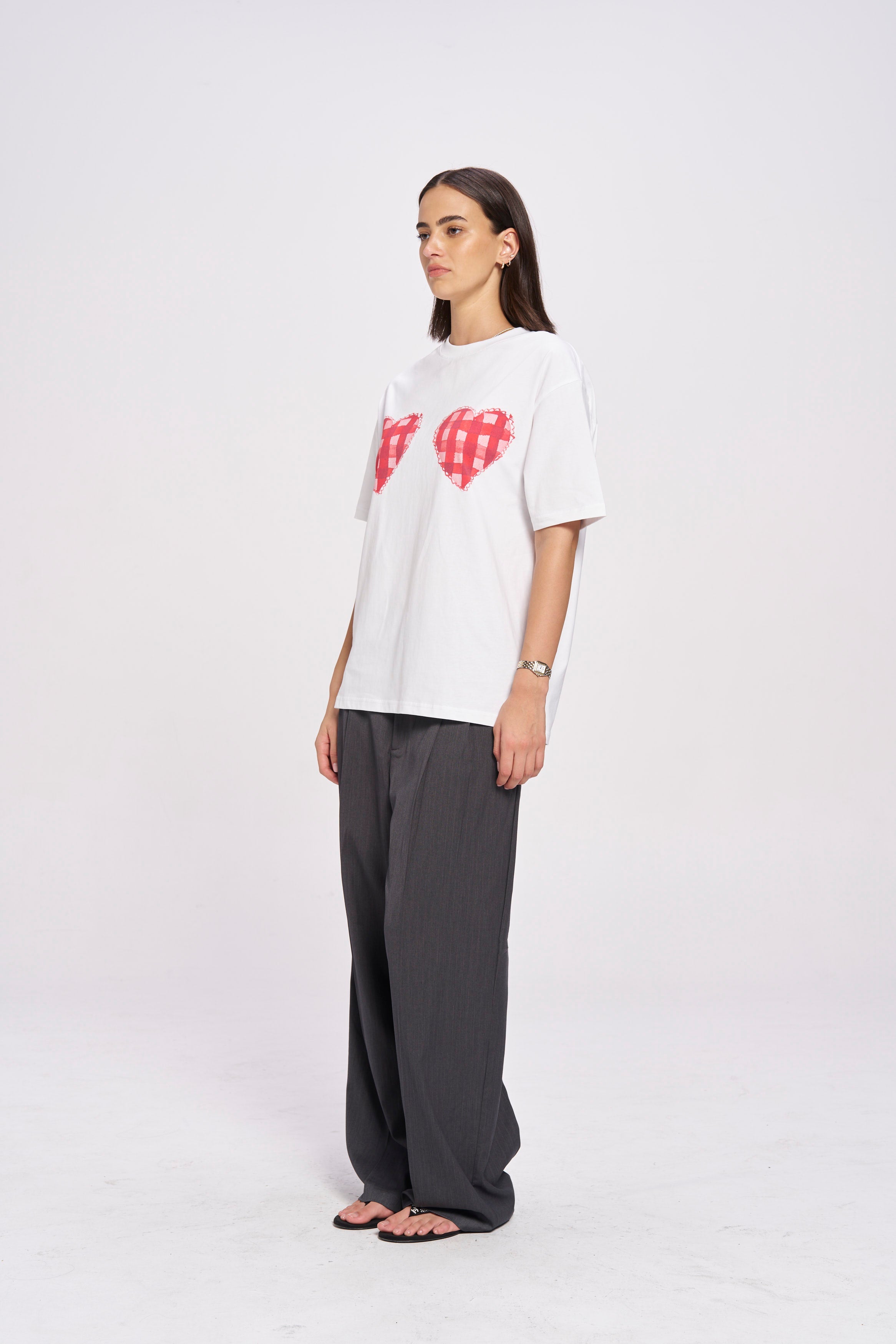 Gingham Hearts Oversize Tee - MAKU THE LABEL 