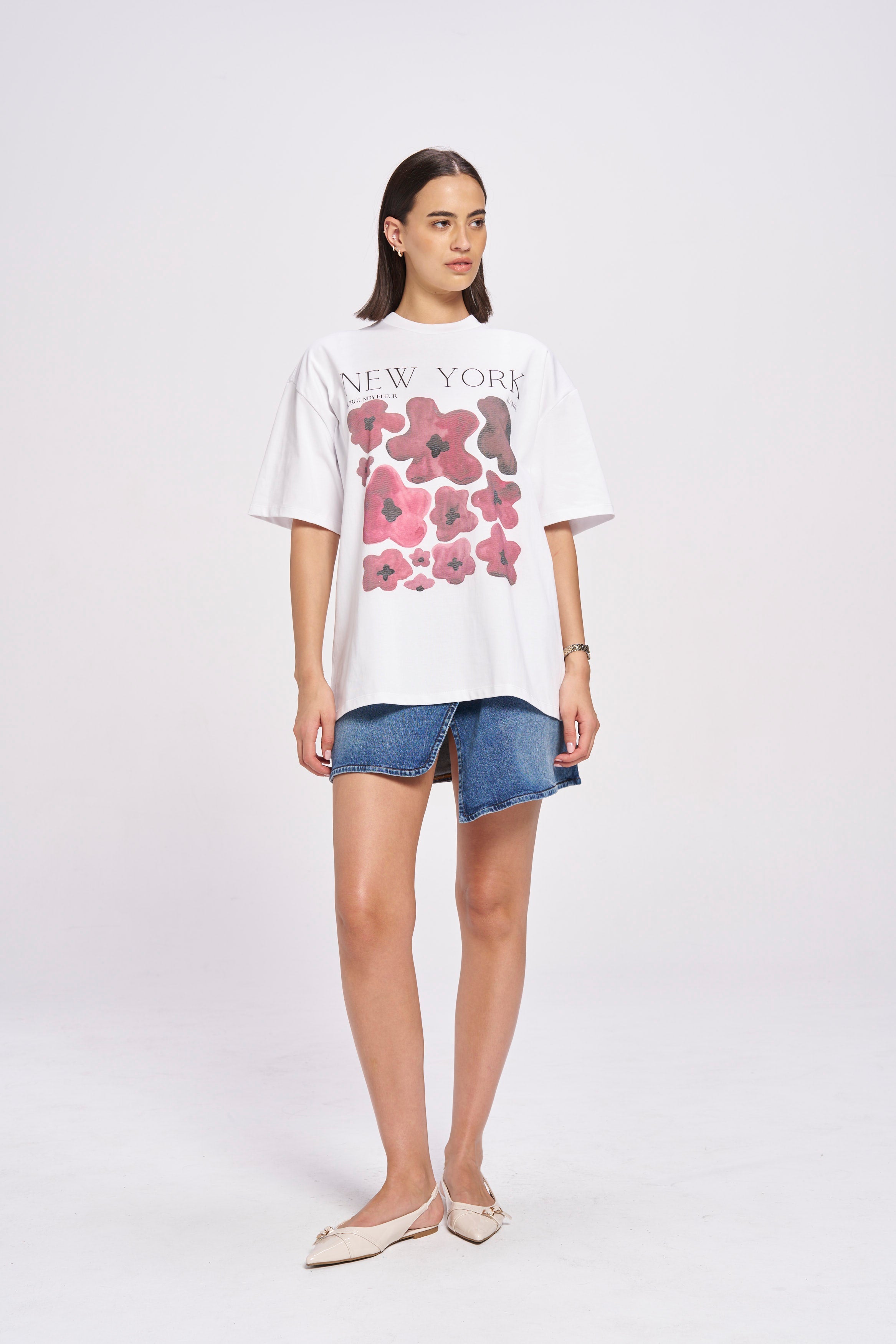 New York Fleur Oversize Tee - MAKU THE LABEL 