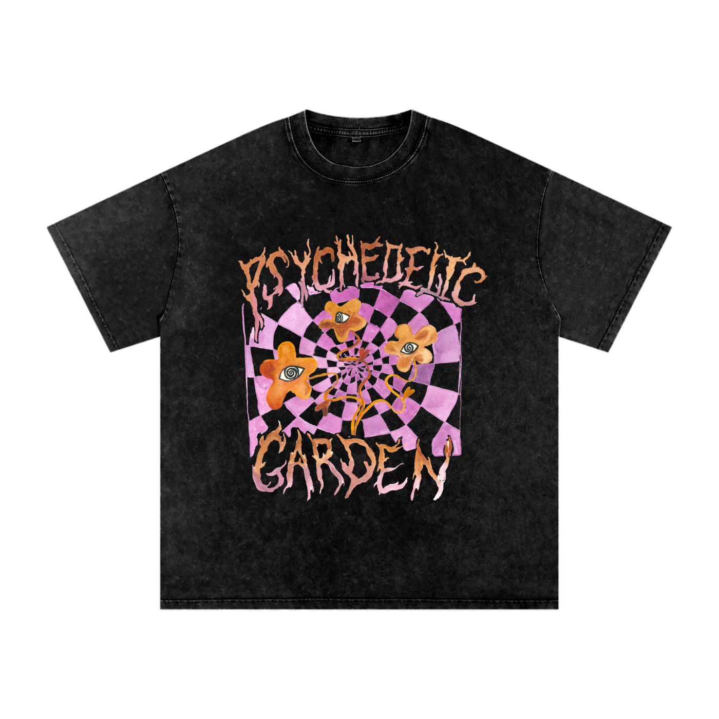 Psychedelic Garden Snow Wash Tee - MAKU THE LABEL 